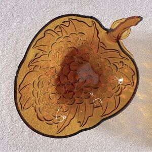 Vintage Indiana Glass Amber Glass Textured Grape Bowl Fruit Bowl